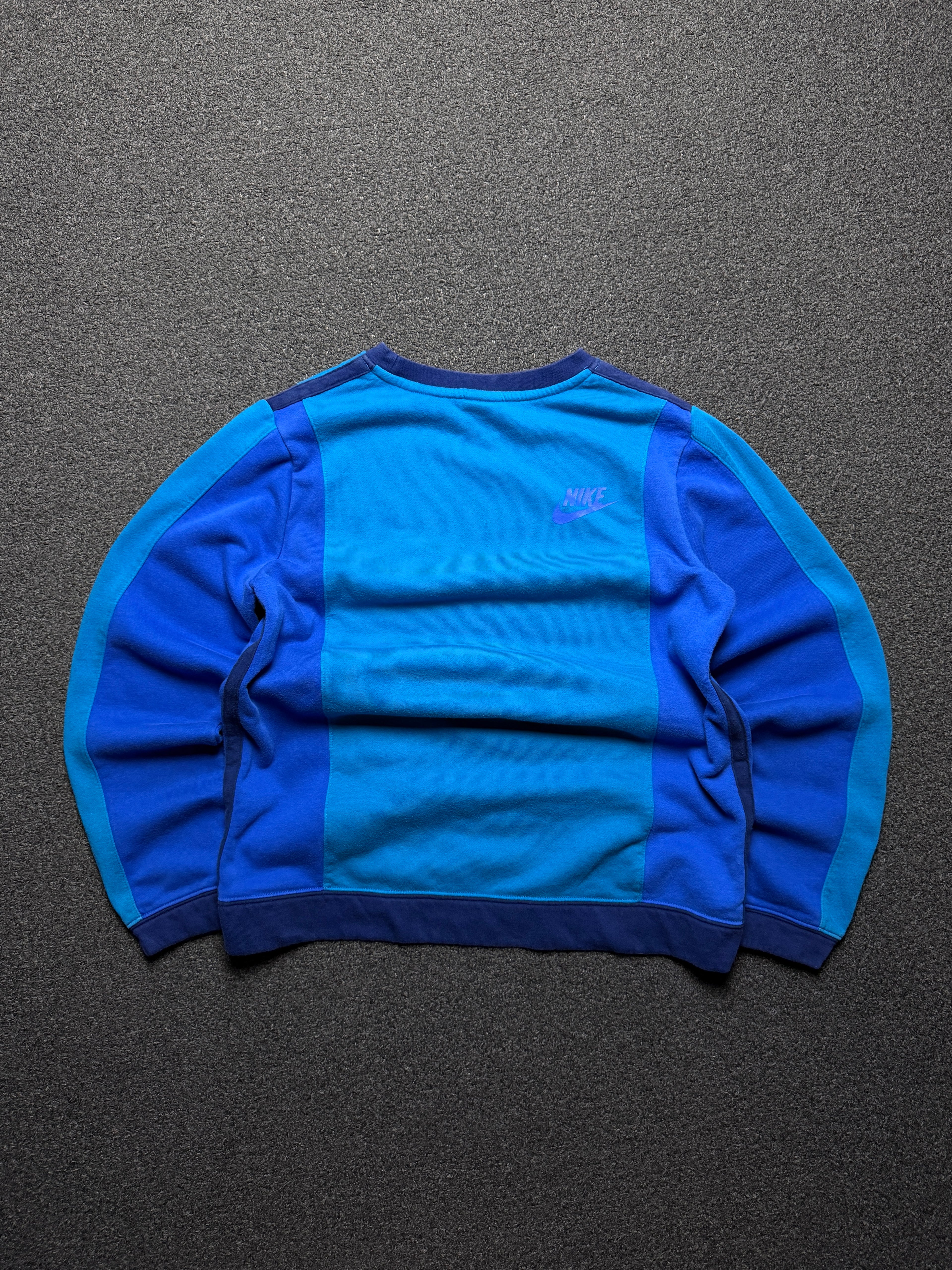 Sudadera Nike Crewneck Colorblock Azul / Turquesa – XL Juvenil (Fits XS/S Adulto)